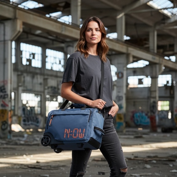 PARFOIS NYLON WEEKEND BAG/CARRY-ON WITH WHEELS - Picture 1 of 10